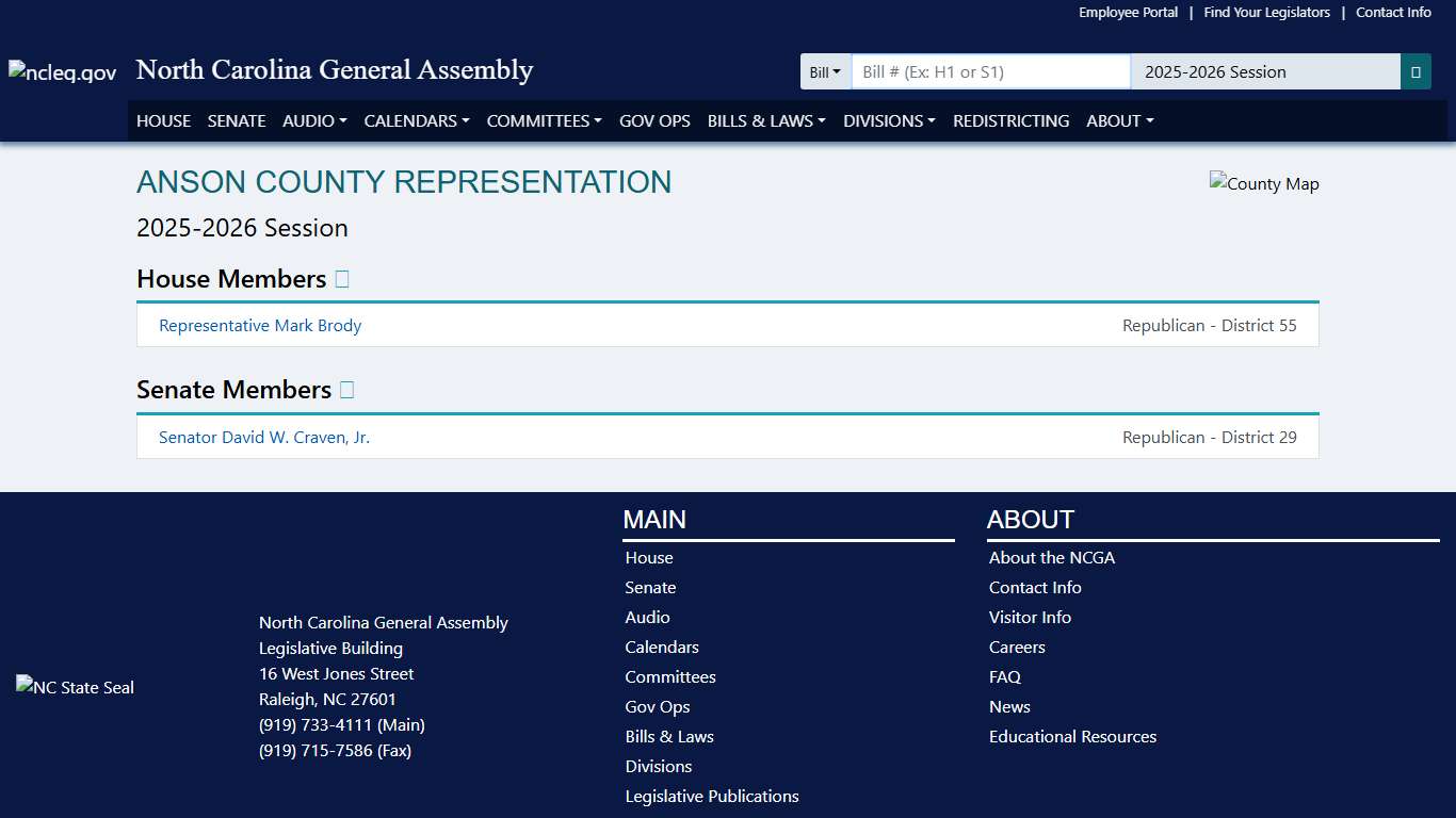 Anson County Representation - North Carolina General Assembly